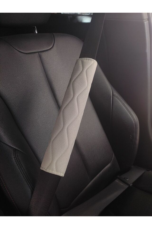 Emniyet KEMERİ Koltuk Kemer Pedi 2 ADET (BEJ RENK) (ORJİNAL PRESLİ DESENLİ KUMAŞ )