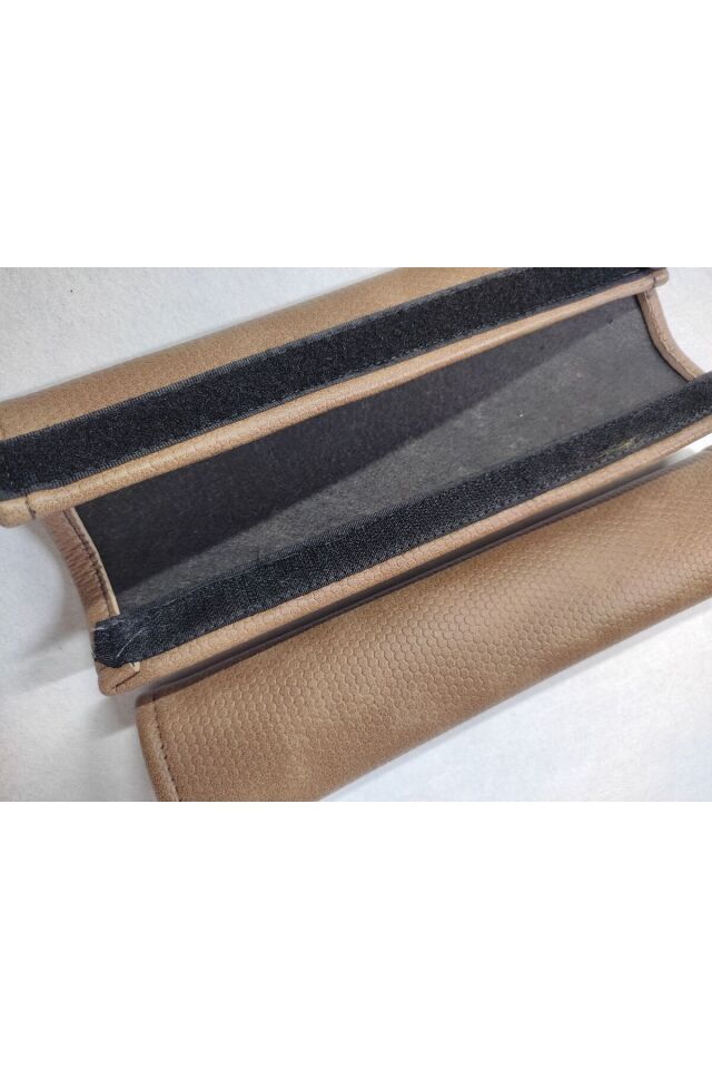 Suni Deri Kahverengi Petek Desenli Emniyet Kemeri Koruyucu Ped 2'li Set