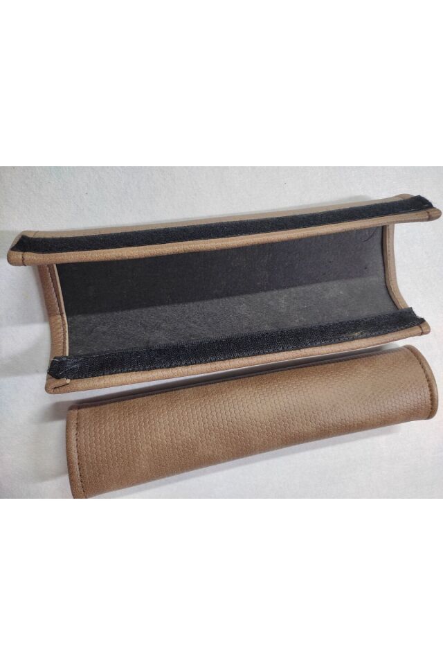 Suni Deri Kahverengi Petek Desenli Emniyet Kemeri Koruyucu Ped 2'li Set