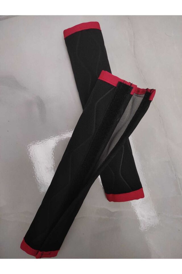 Siyah Kırmızı Detaylı Araba Emniyet Kemeri Kılıfı PED, Konforlu ve Şık Oto Aksesuarı, 2'li Set