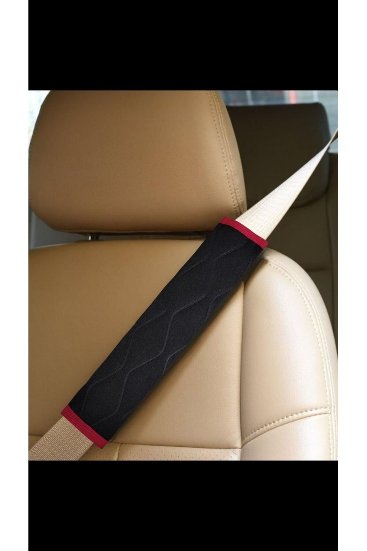 Siyah Kırmızı Detaylı Araba Emniyet Kemeri Kılıfı PED, Konforlu ve Şık Oto Aksesuarı, 2'li Set