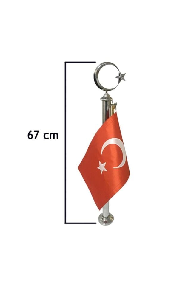 Şehit Mezarı Bayrak Direği Paslanmaz 304 Krom 67cm