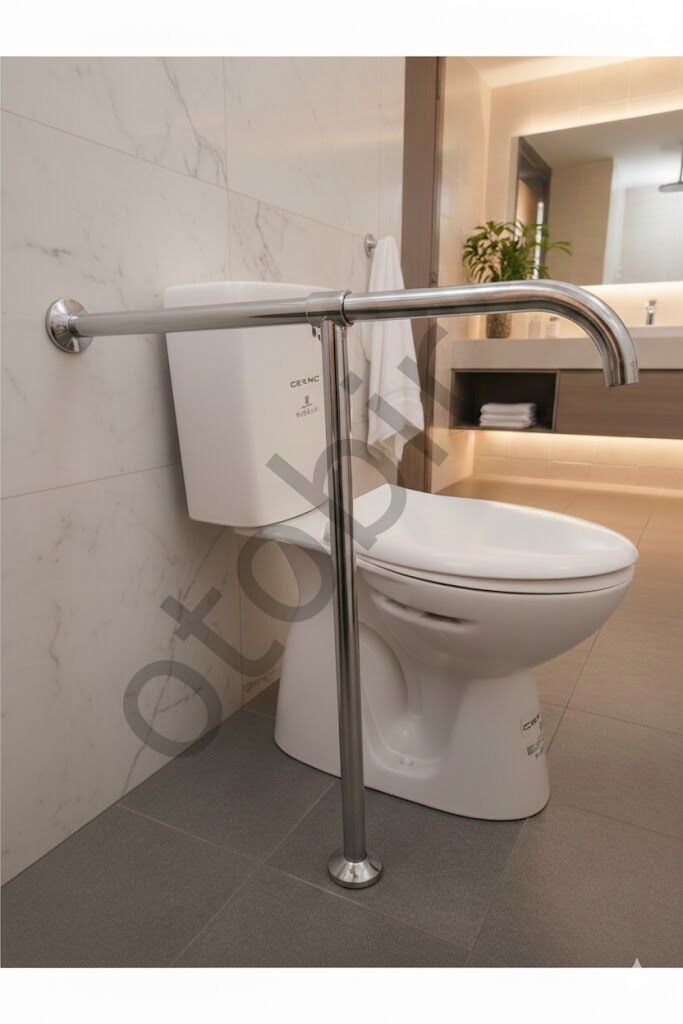 YENİ T ENGELLİ TUTUNMA BARI BANYO WC PASLANMAZ MAT SATİNE YÜZEYLİ