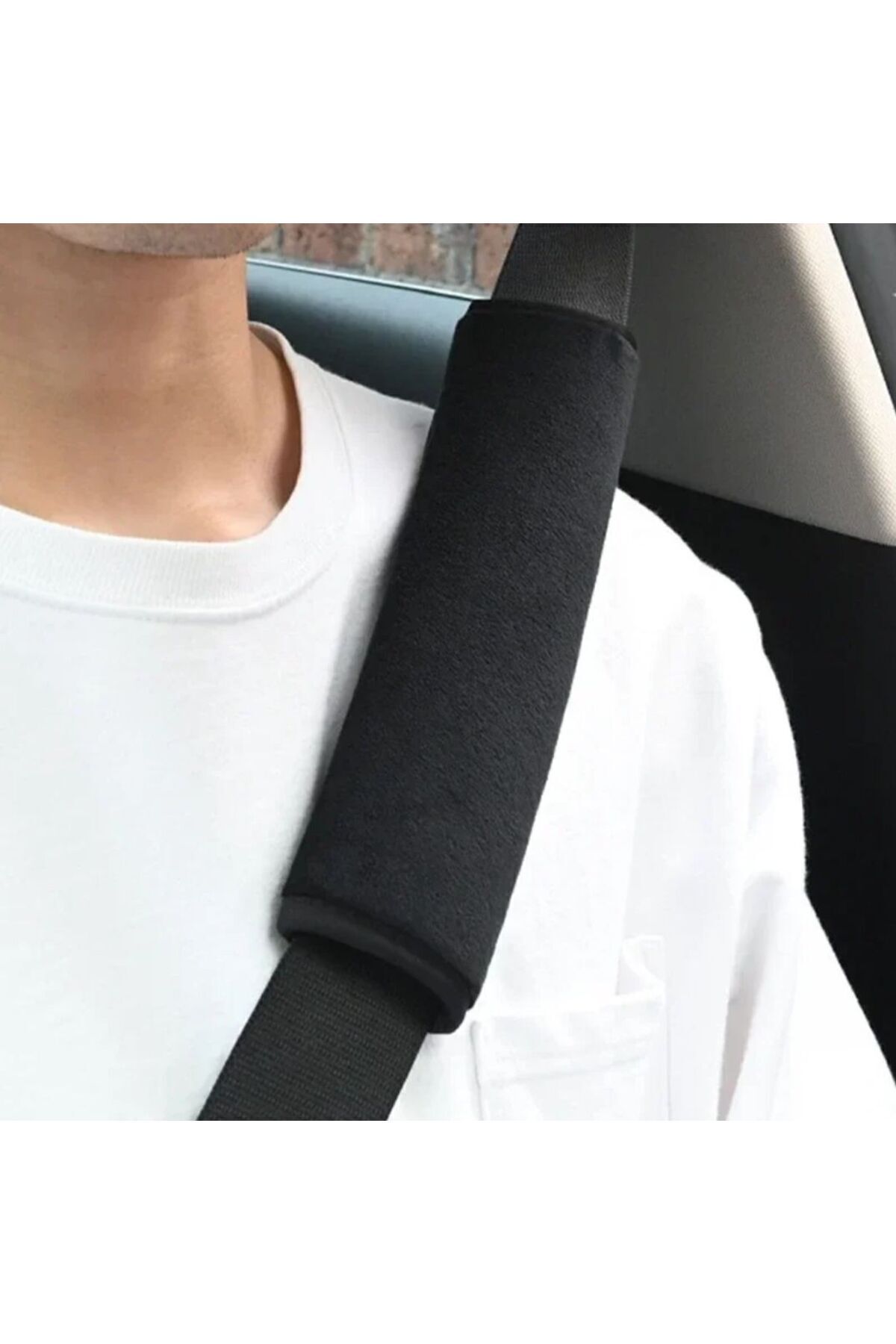 VOLEUR KUMAŞ Siyah Araç Emniyet Koltuk Kemer Kılıfı & Ped (26 Cm) 2 ADET (YUMUŞAK KUMAŞ)