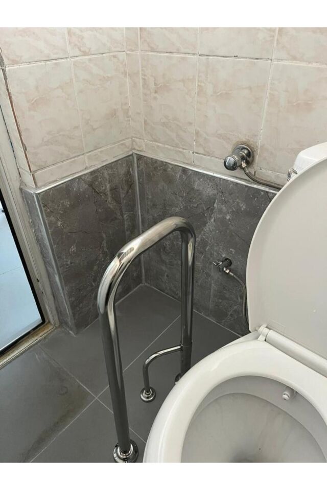 Paslanmaz Krom Çift Ayak Sabit Tutunma Barı Destekli