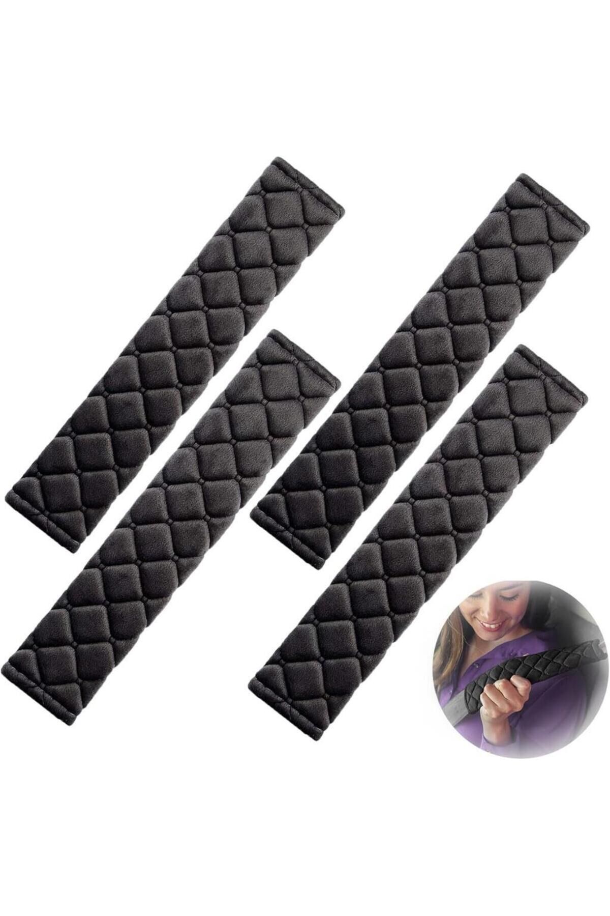 Emniyet Kemeri NAKIŞLI Koltuk Kemer Pedi 2 ADET Siyah (YUMUŞAK KUMAŞ) (VOLEUR KUMAŞ)