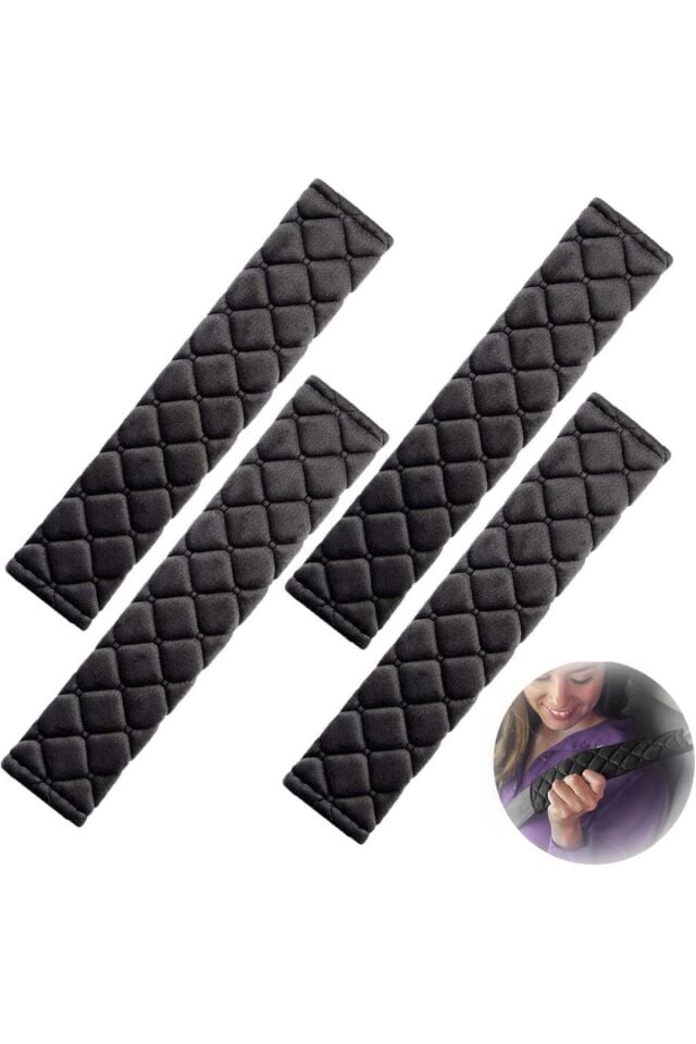 Emniyet Kemeri NAKIŞLI Koltuk Kemer Pedi 2 ADET Siyah (YUMUŞAK KUMAŞ) (VOLEUR KUMAŞ)