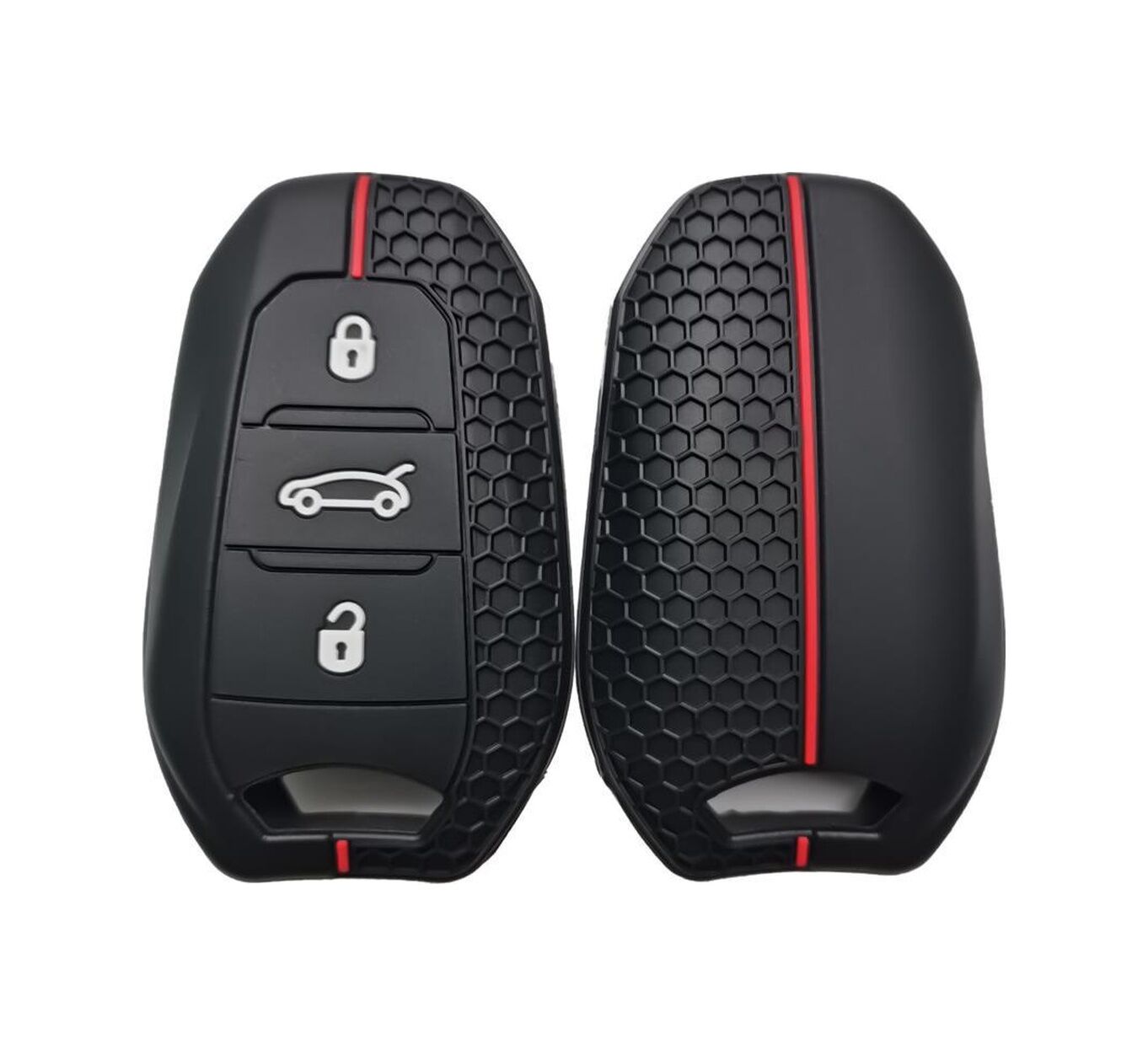 Anahtar Kabı Kılıfı Siyah-kırmızı Çizgili Citroën C4 - C4 Citroën C4 Picasso Uyumludur
