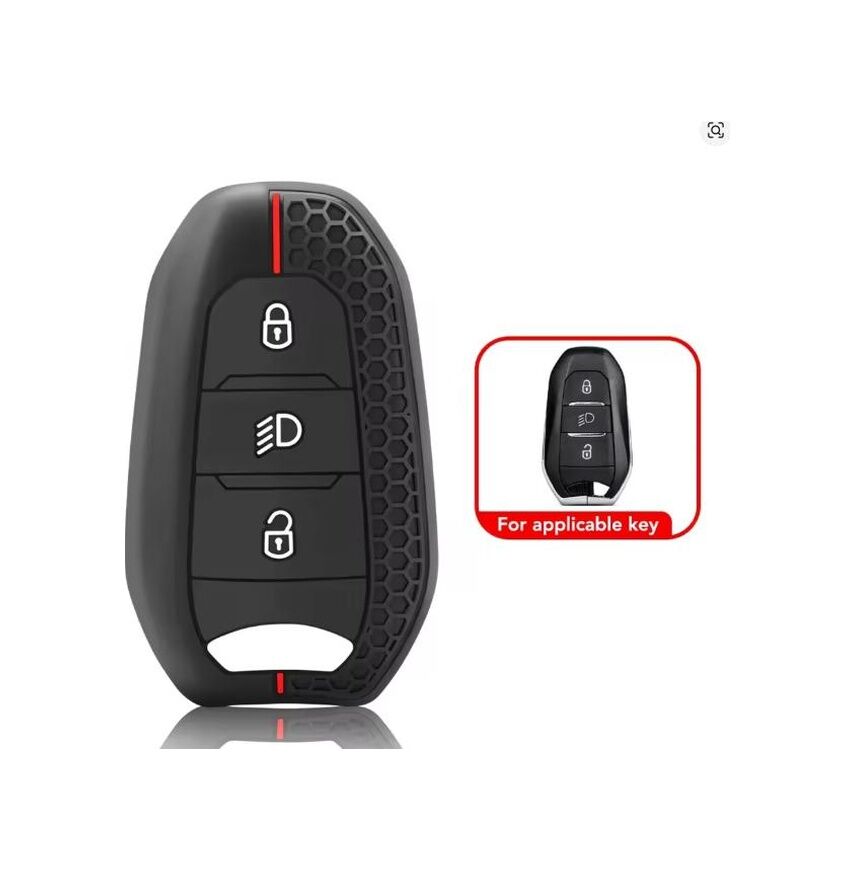 Anahtar Kabı Kılıfı Siyah-kırmızı Çizgili Peugeot Peugeot 508 Uyumludur