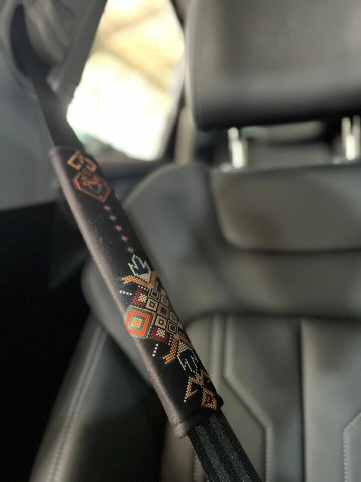 Emniyet Kemer Kılıfı-konfor Pedi Etnik Desenli 2 Adet