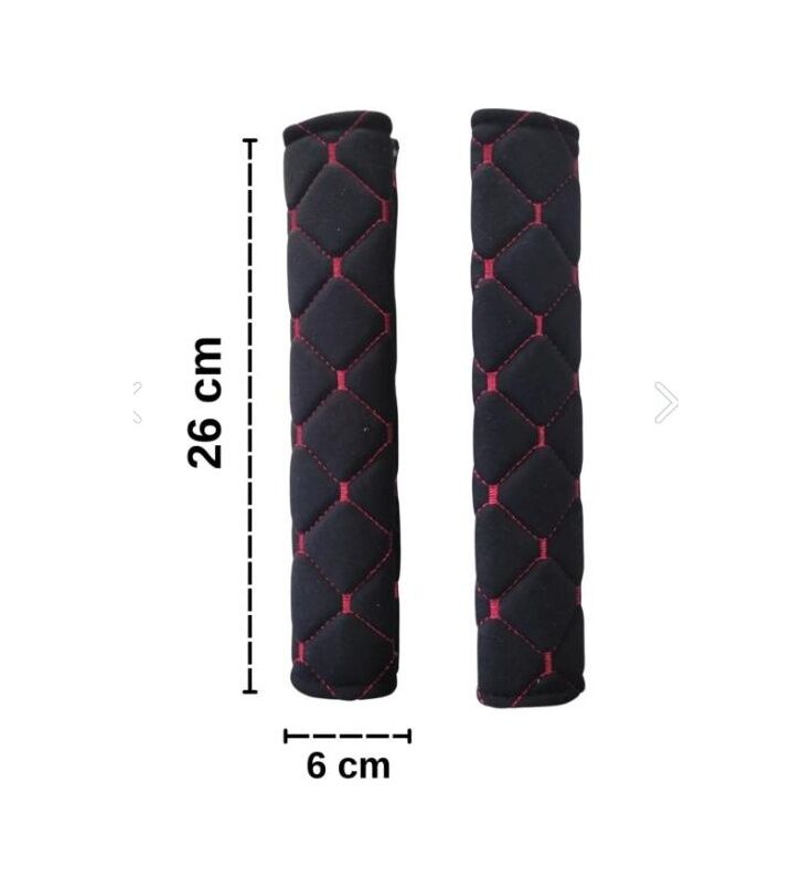 Emniyet Kemeri Koltuk Kemer Pedi 2 Adet Yumuşak Kumaş Nakışlı Kırmızı-siyah