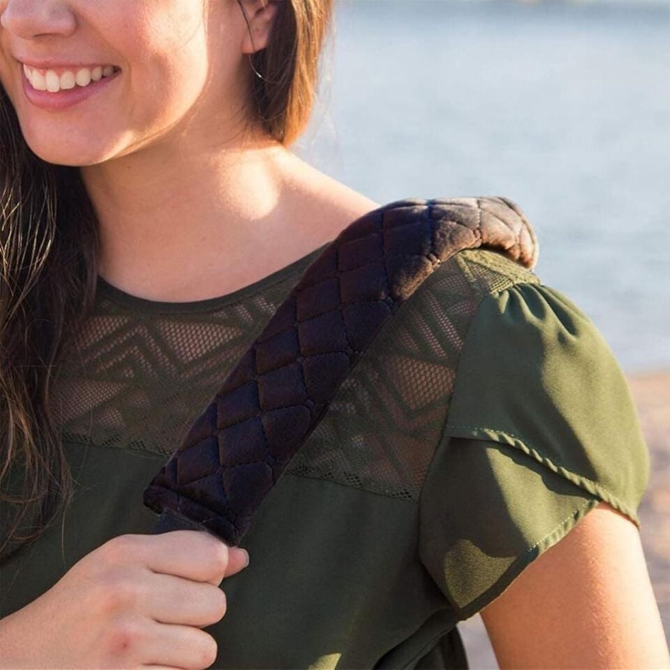 Emniyet Kemeri Nakışlı Koltuk Kemer Pedi 2 Adet Siyah Yumuşak Kumaş Voleur Kumaş