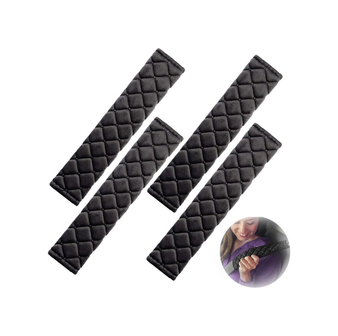 Emniyet Kemeri Nakışlı Koltuk Kemer Pedi 2 Adet Siyah Yumuşak Kumaş Voleur Kumaş