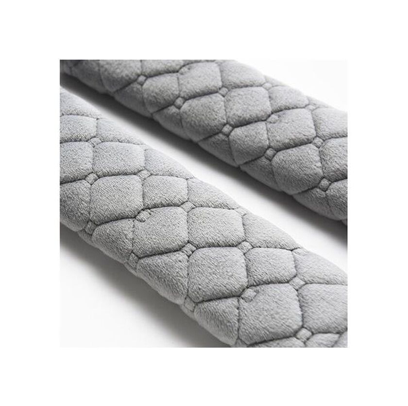 Emniyet Kemeri Nakışlı Koltuk Kemer Pedi 2 Adet Gri Yumuşak Kumaş Voleur Kumaş