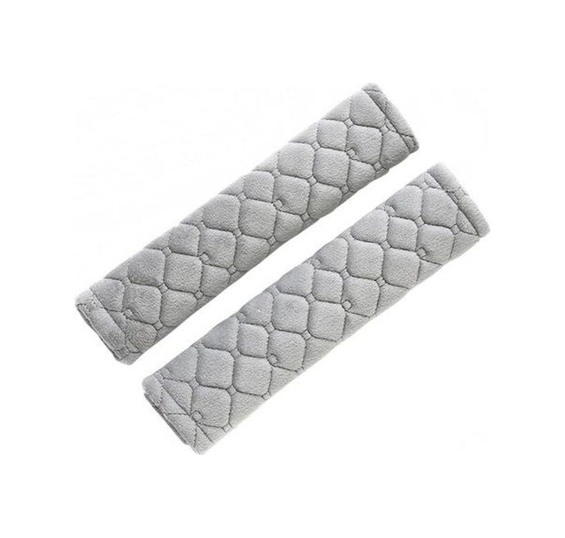 Emniyet Kemeri Nakışlı Koltuk Kemer Pedi 2 Adet Gri Yumuşak Kumaş Voleur Kumaş