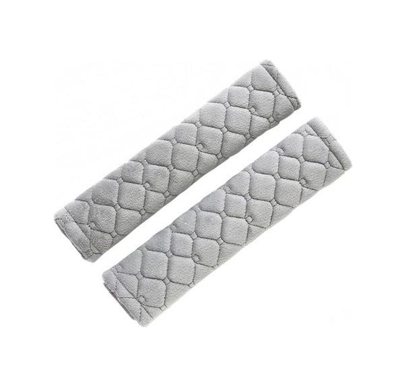 Emniyet Kemeri Nakışlı Koltuk Kemer Pedi 2 Adet Gri Yumuşak Kumaş Voleur Kumaş