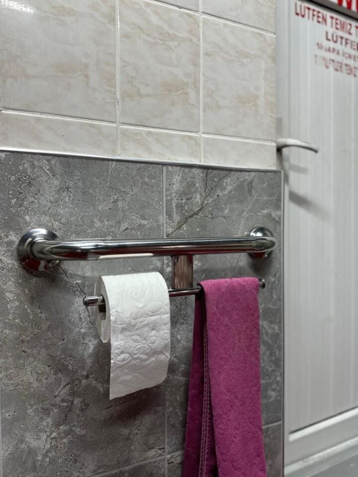 Paslanmaz Banyo Wc Havluluklu Tutunma Barı Paslanmaz Çelik