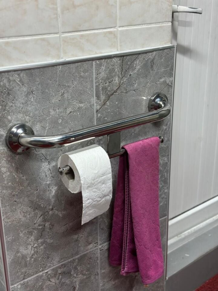 Paslanmaz Banyo Wc Havluluklu Tutunma Barı Paslanmaz Çelik