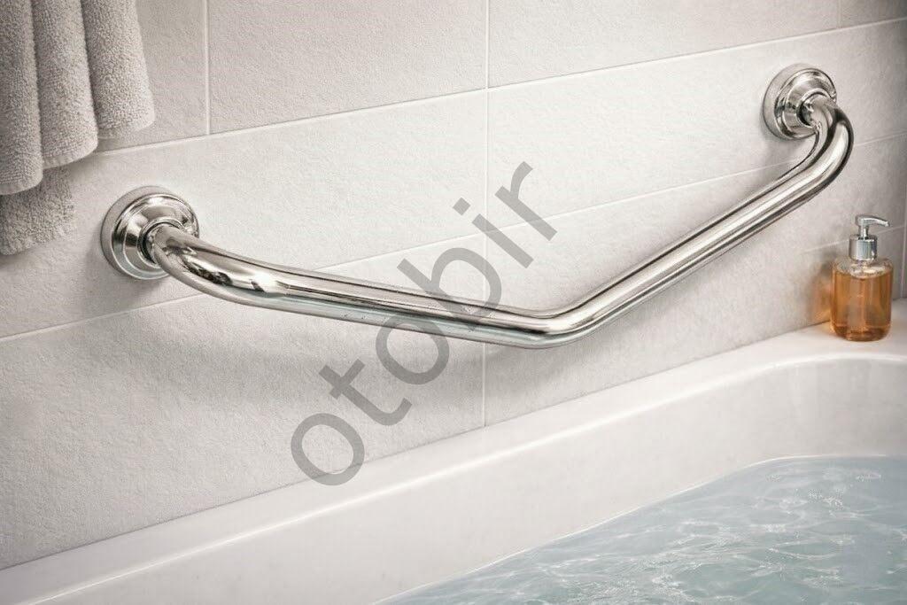 Paslanmaz Açılı Tutunma Barı Beyaz