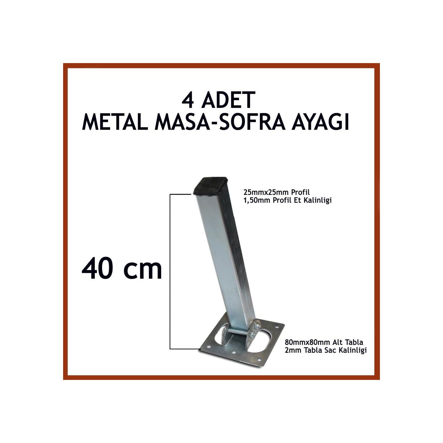 Otobirotoaksesuar Masa Ayağı 4Lü Katlanır Metal Yer Sofrası Ayağı 40 Cm