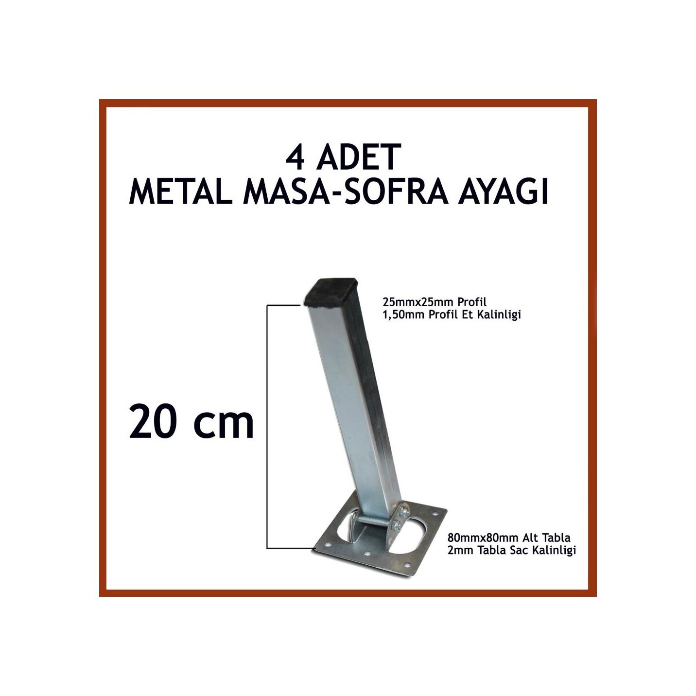 Otobirotoaksesuar Masa Ayağı 4Lü Katlanır Metal Yer Sofrası Ayağı 20 Cm